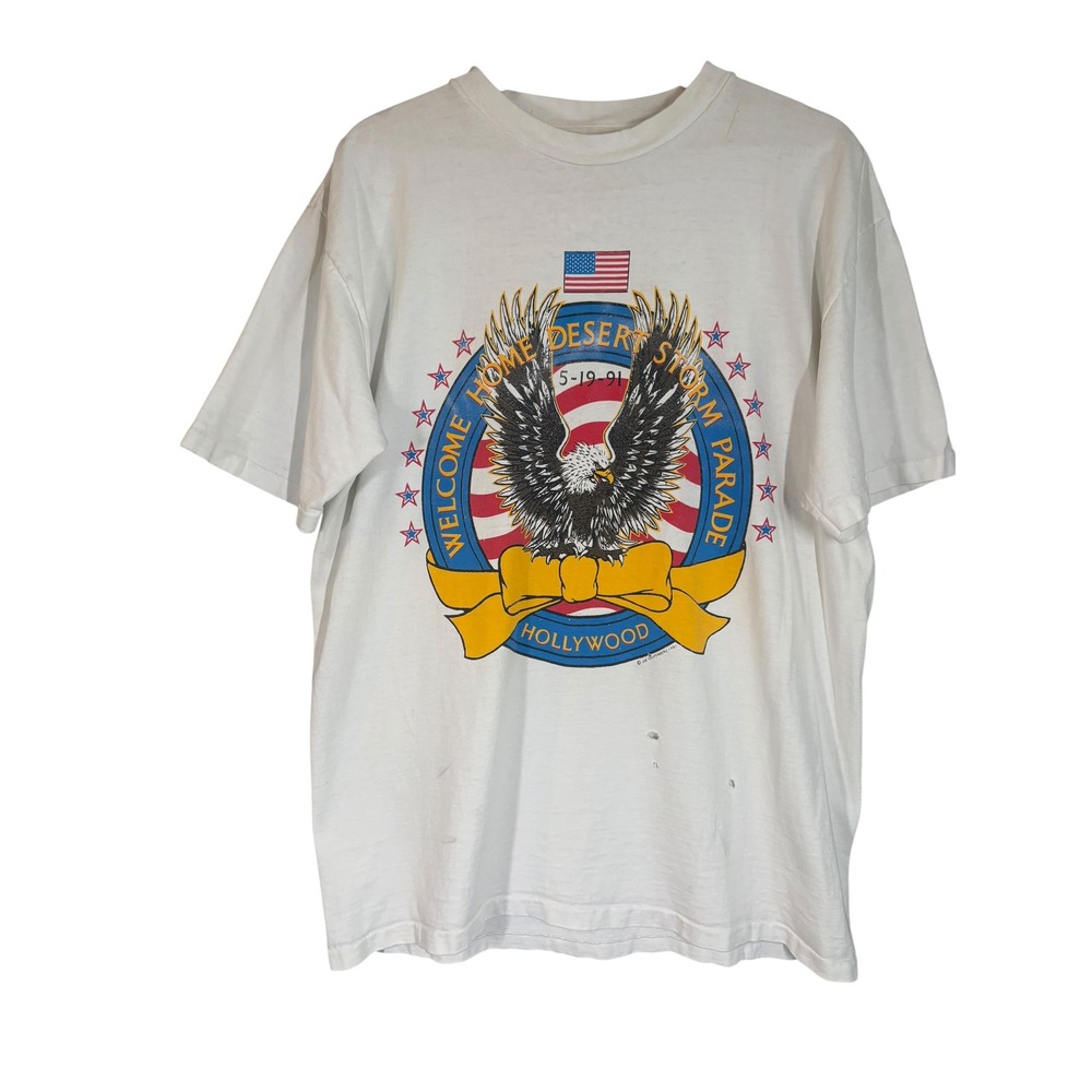Vintage 1991 Desert Storm Single Stitch Tee Thrashed Eagle USA T-shirt - Picture 2 of 10